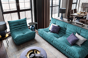 Комплект бескаркасных диванов ДеФранс бирюзового цвета